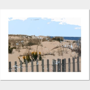 Lispe Beach Dune with Fence Posters and Art